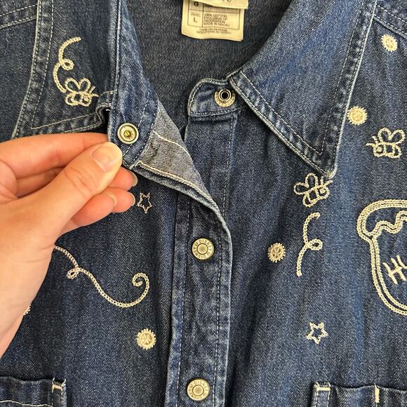Rare Vintage Disney Store Winnie the Pooh Denim Vest Hunny Bees 90s Y2K L - Picture 5 of 9